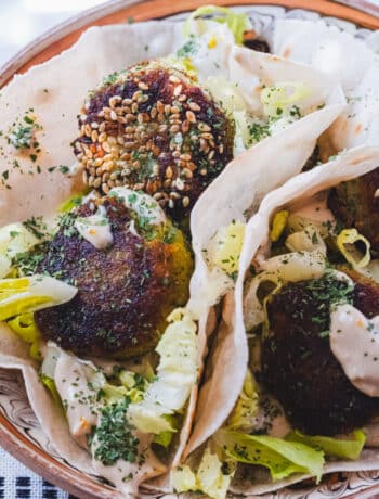 chickpea free cauliflower falafel with gluten free flatbread