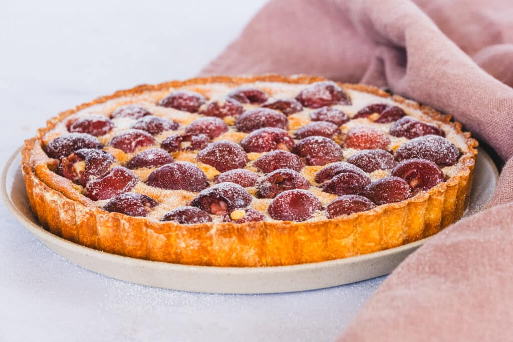 cherry-custard tart with a gluten free tart crust
