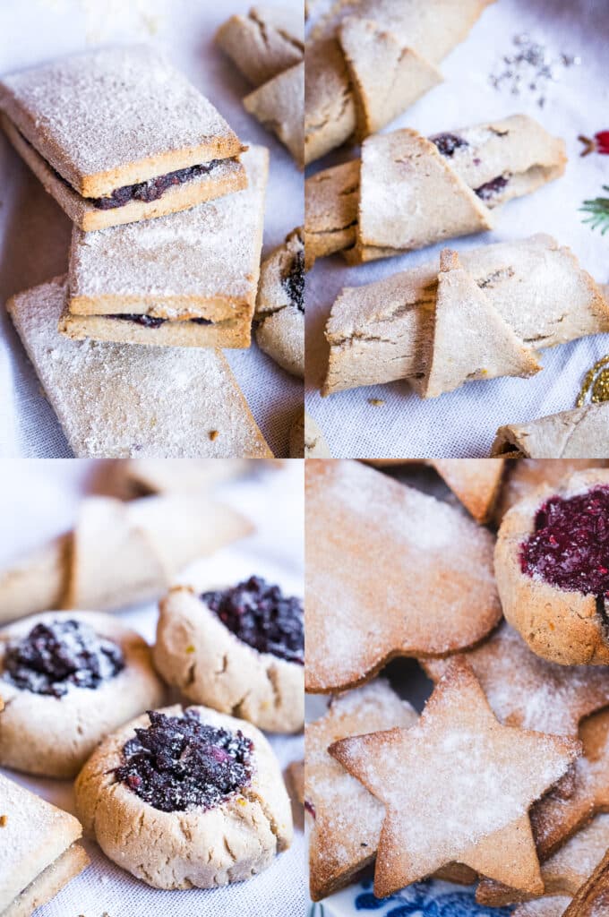 gluten free and sugar free Christmas cookies, collage with different shapes
