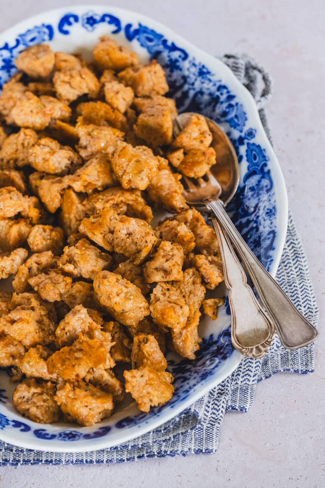 homemade Italian chicken sausage bites served on a platter
