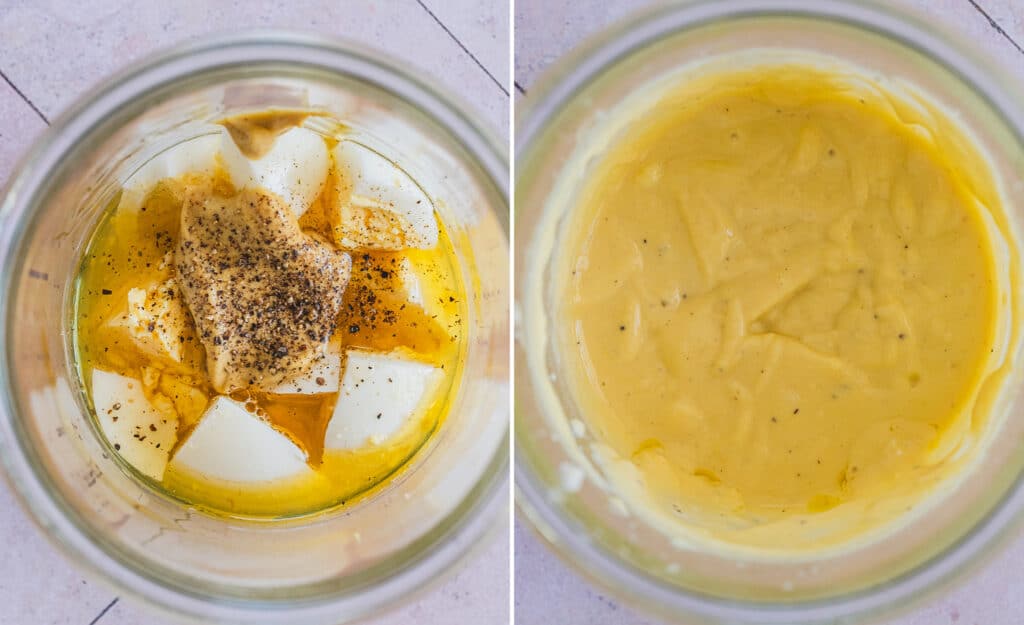 The process of making creamy boiled egg dressing